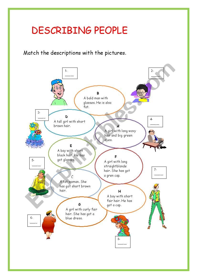 describing people worksheet