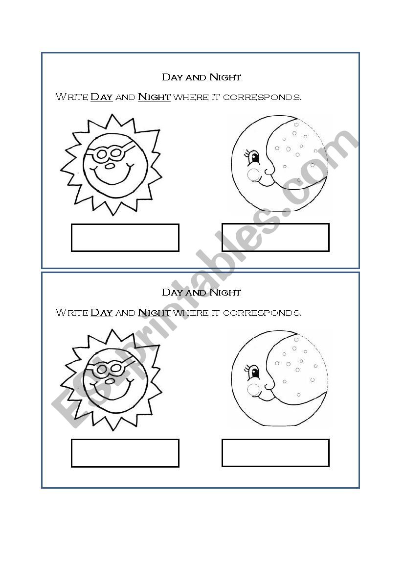Day and Night worksheet