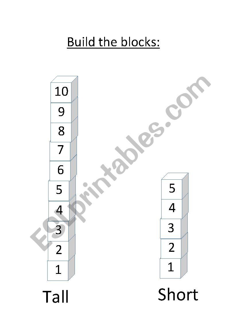 Tall and short worksheet