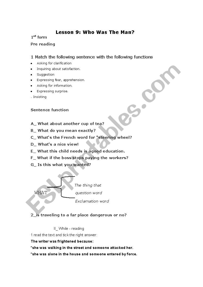 lesson9 Who was the Man? 1st form