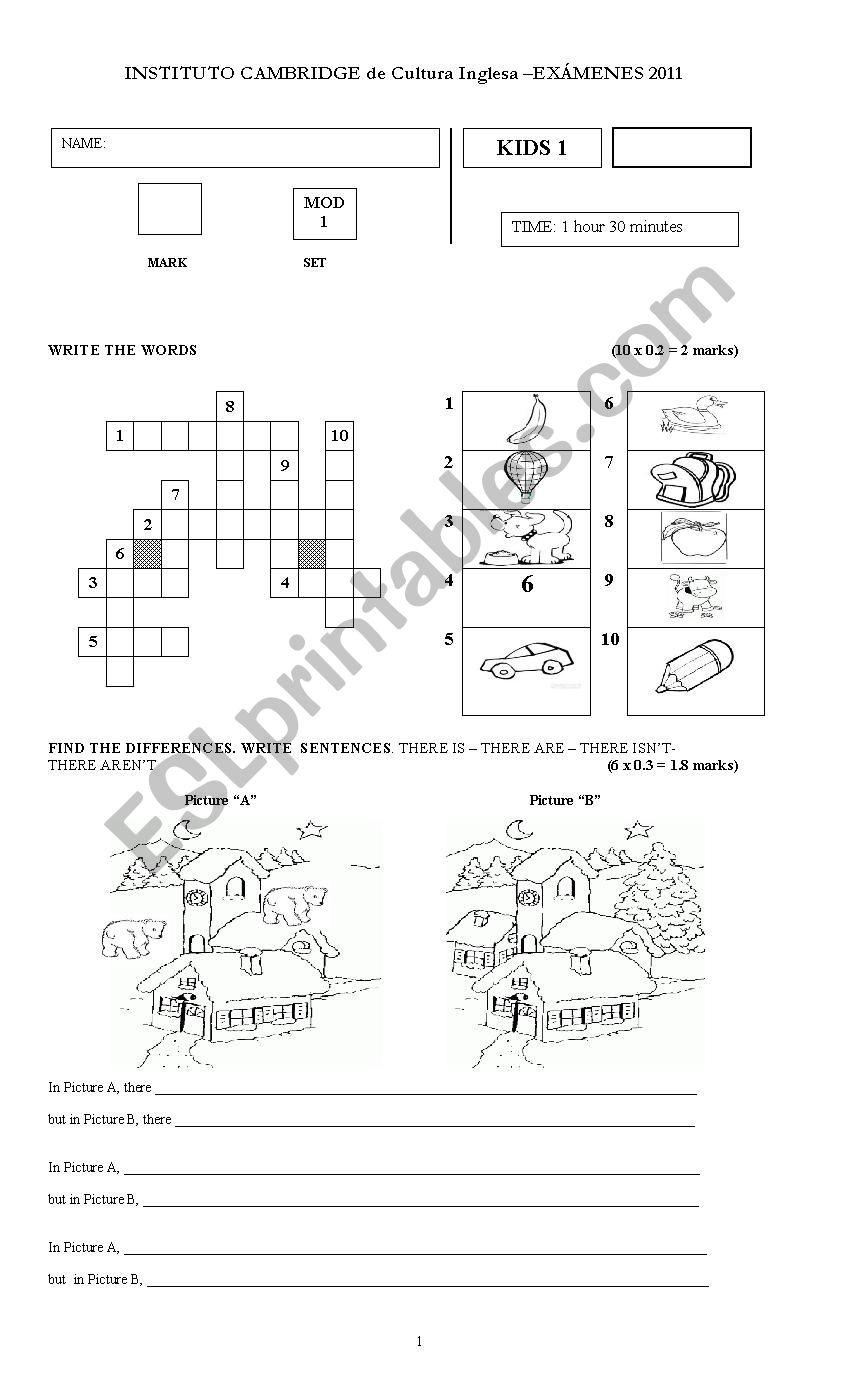 KIDS I FINAL TEST worksheet