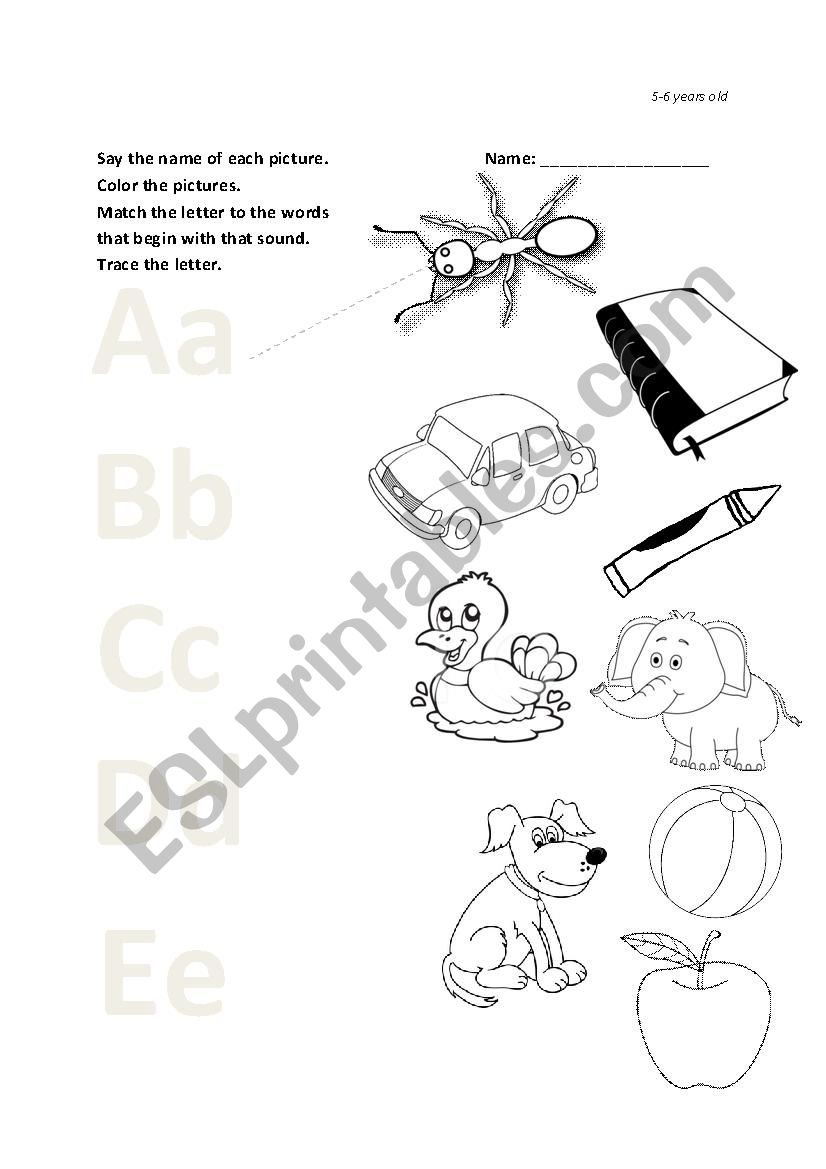 Phonics A-E Matching worksheet