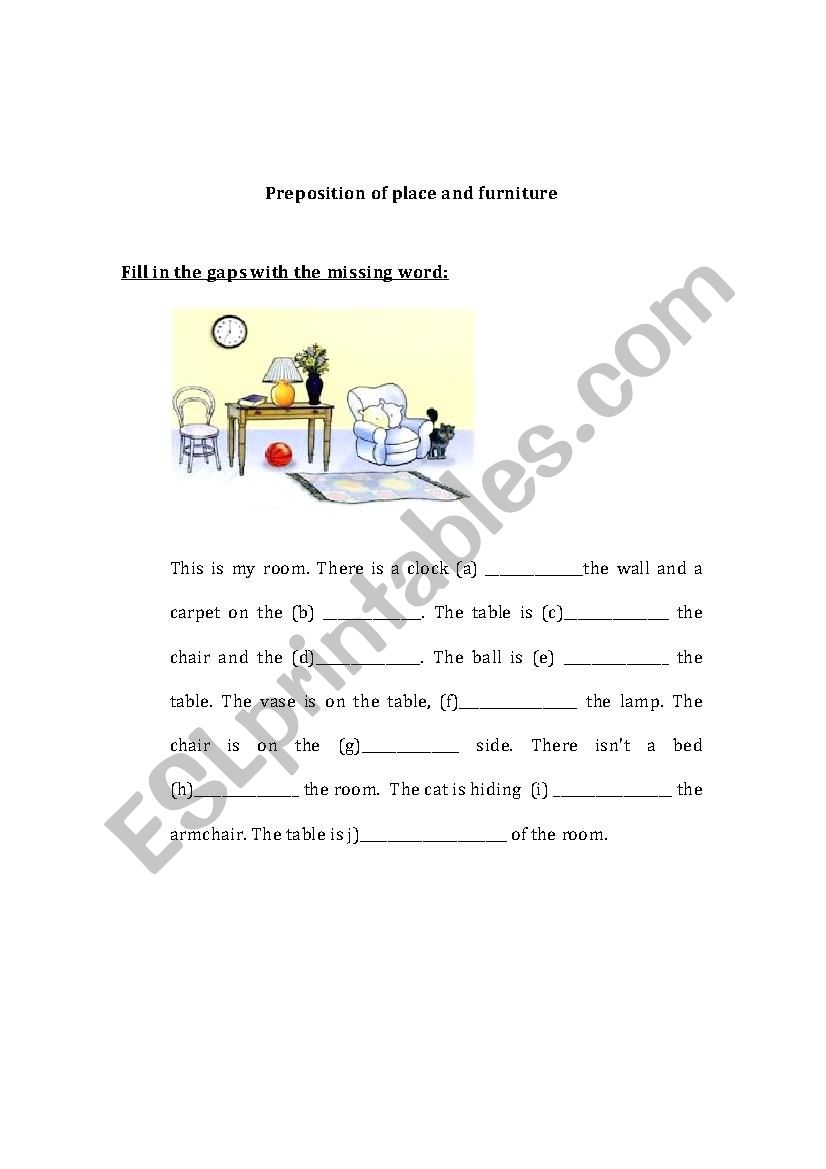 Prepositions of place and furniture