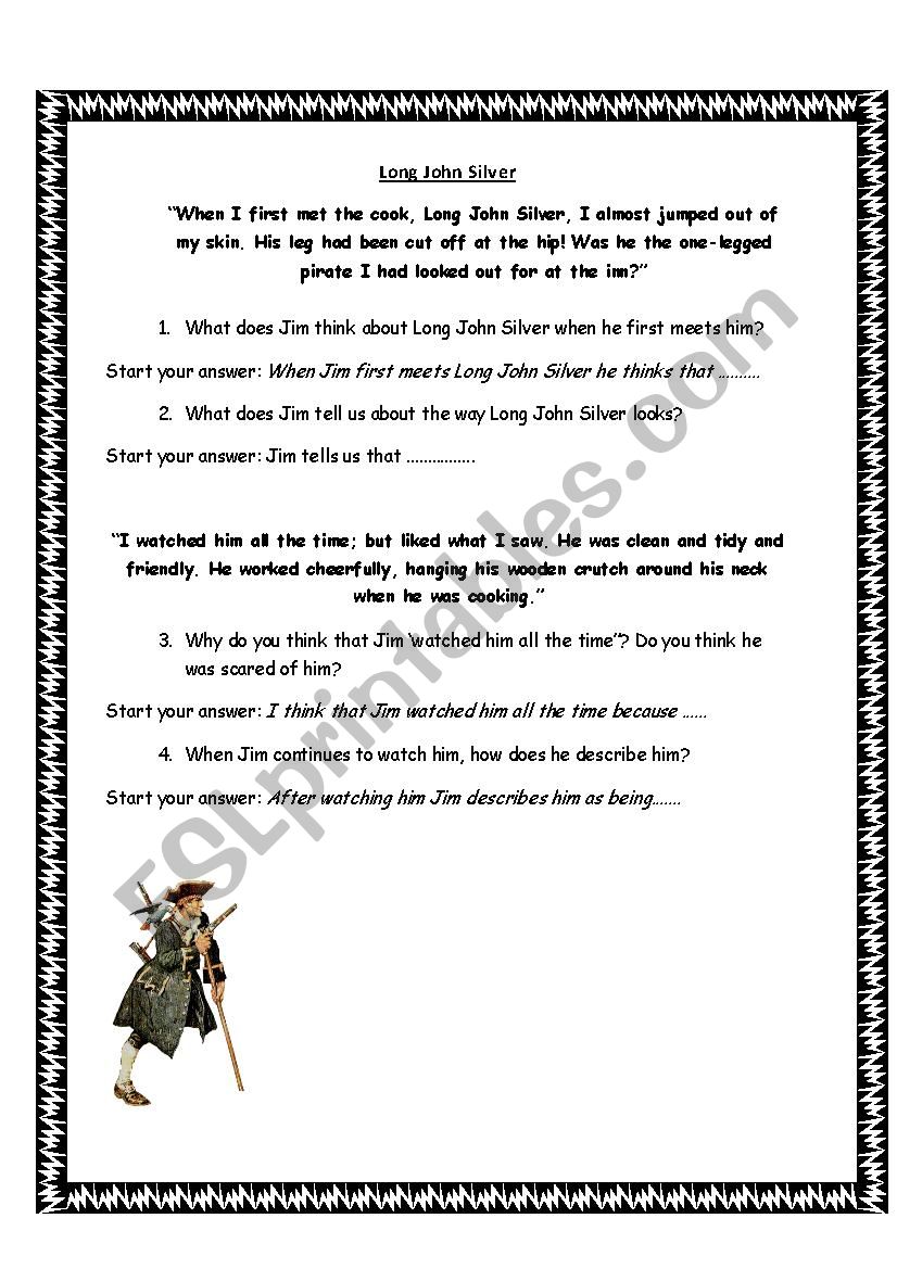 Treasure Island - Long John Silver Comprehension