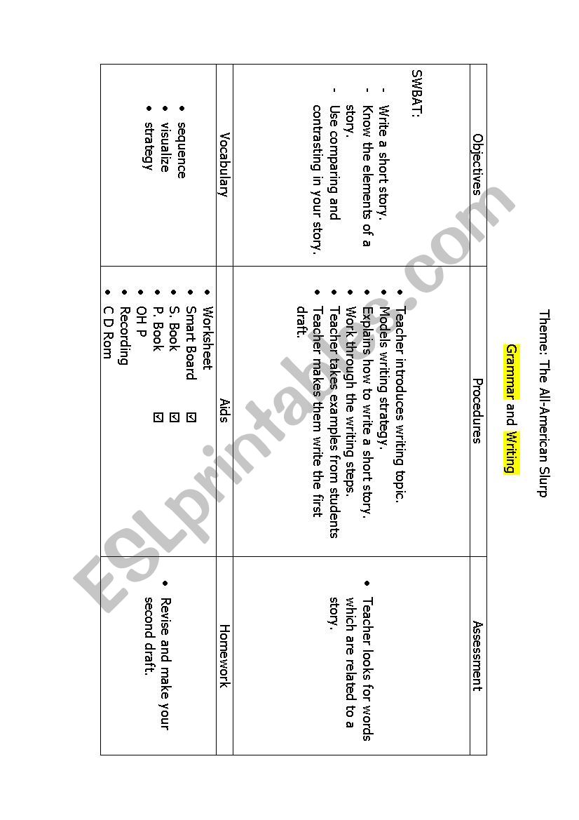 Writing a short story worksheet