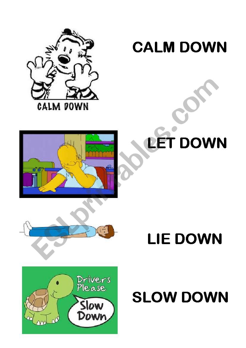 down phrasal verbs worksheet