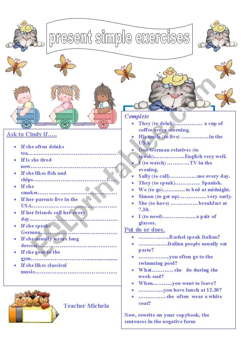 Present simple exercises worksheet