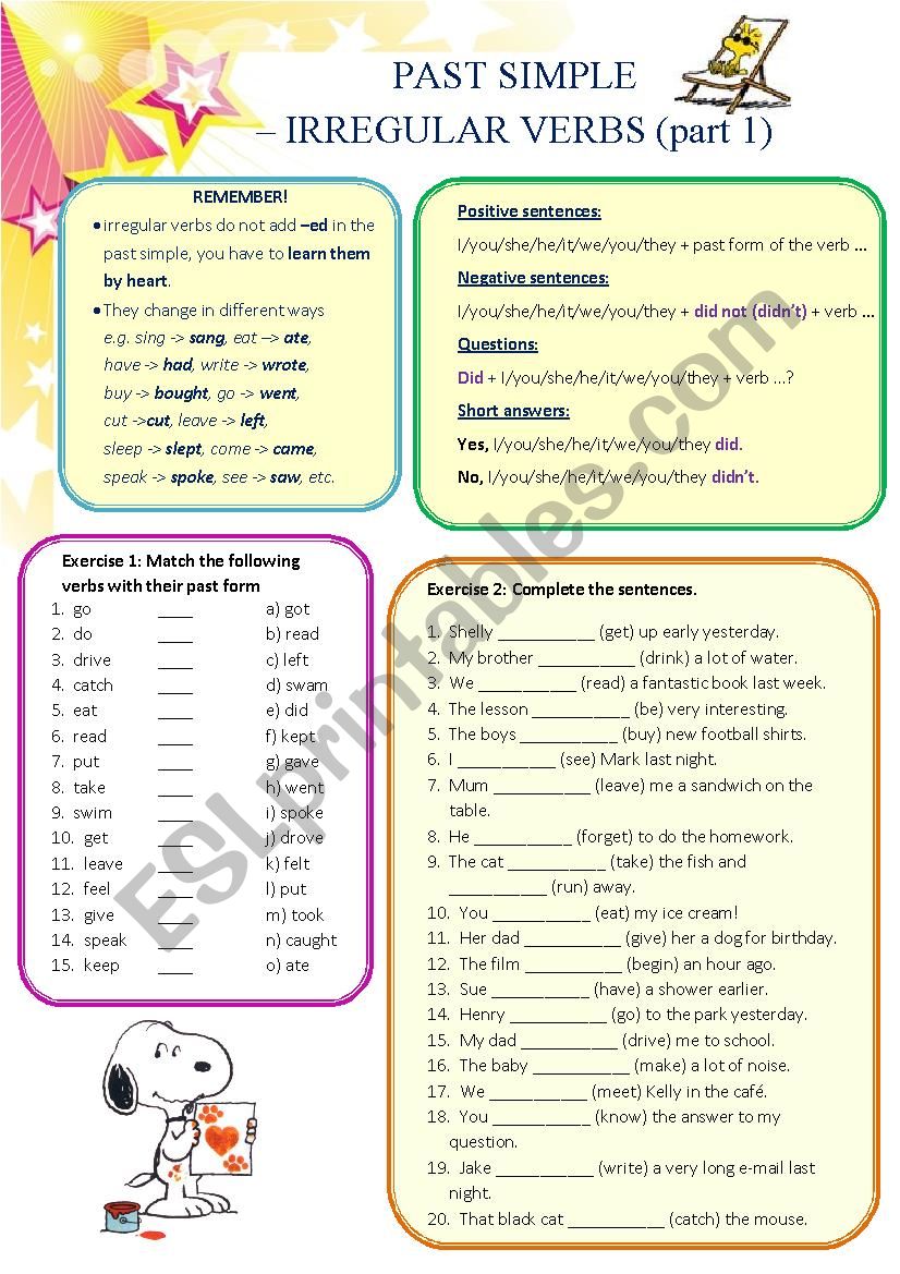 Past Simple - irregular verbs (part 1)