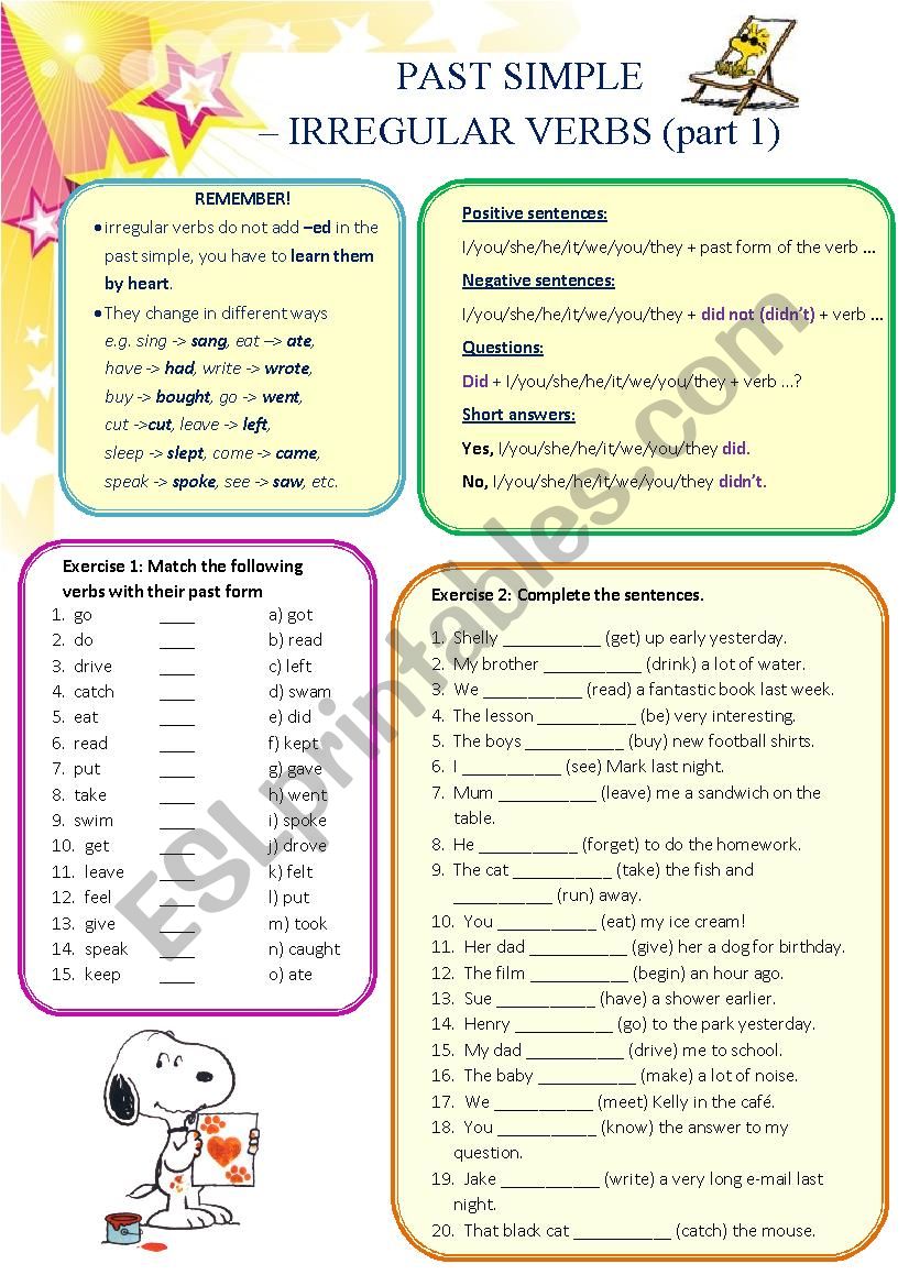 Past Simple - irregular verbs (part 1)