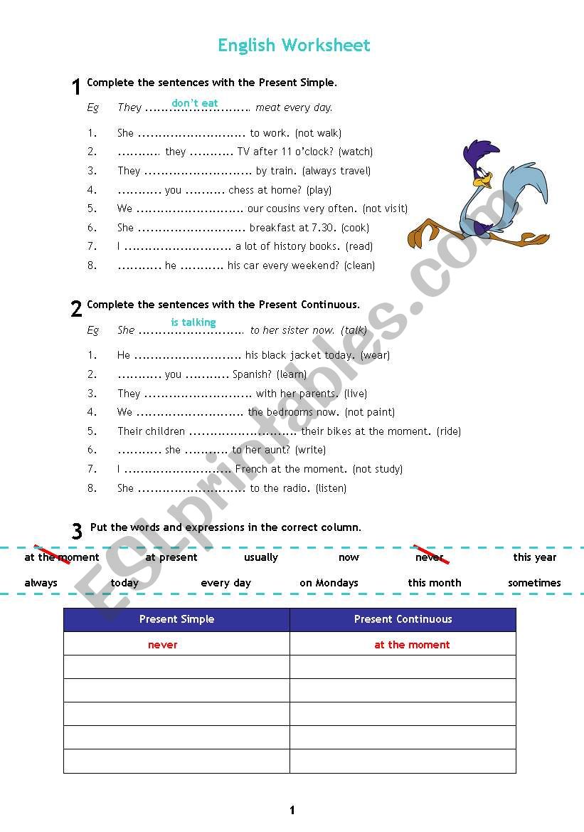 Present Simple, Present Continuous, Past of Verb Be, Past Simple - ESL ...