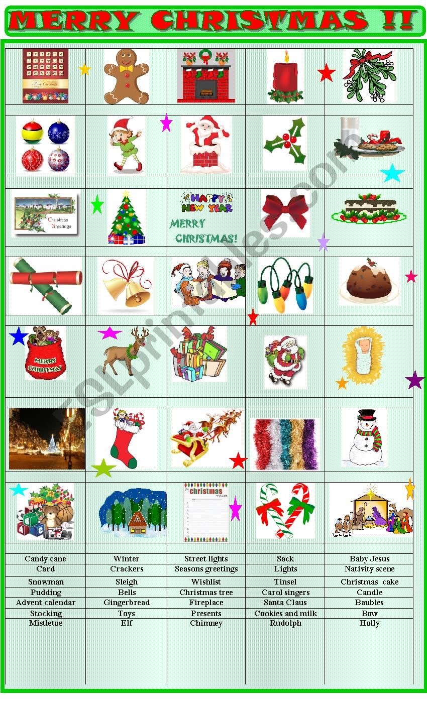 Christmas : matching exercise worksheet