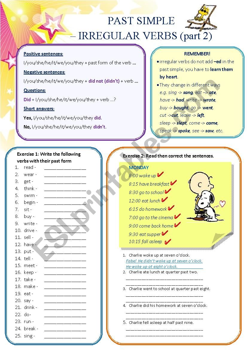 Past Simple - irregular verbs (part 2)