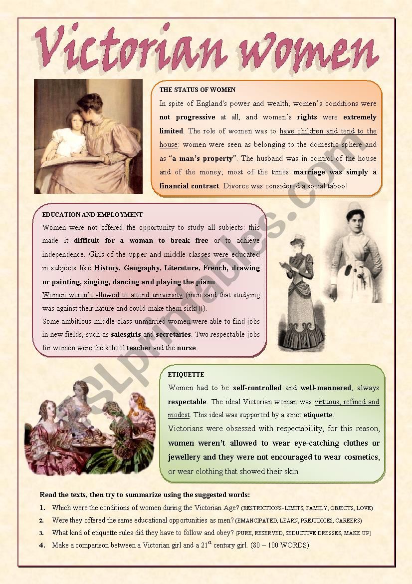 Victorian Women worksheet