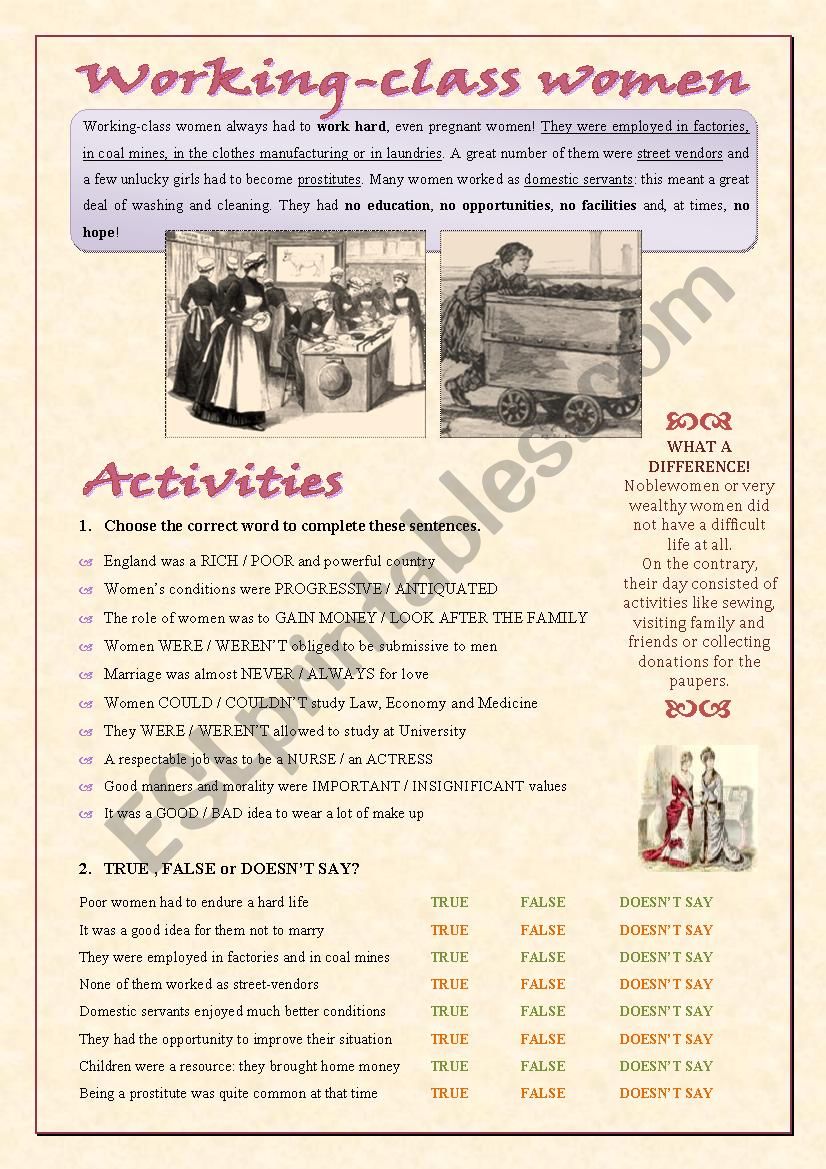 Victorian Women (part 2) worksheet