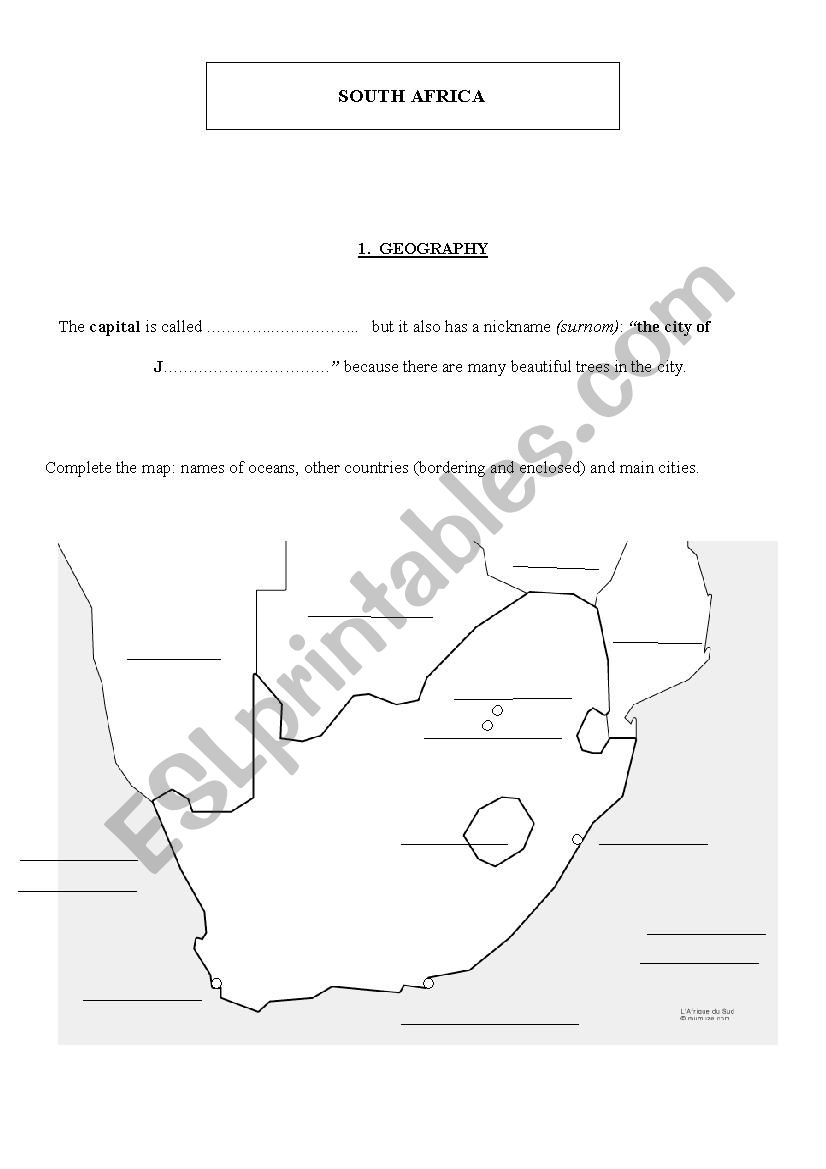 South Africa Webquest worksheet