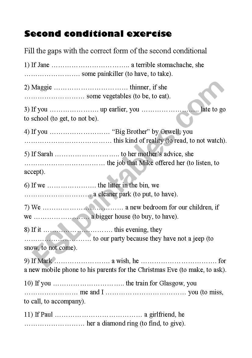 Second conditional exercise worksheet