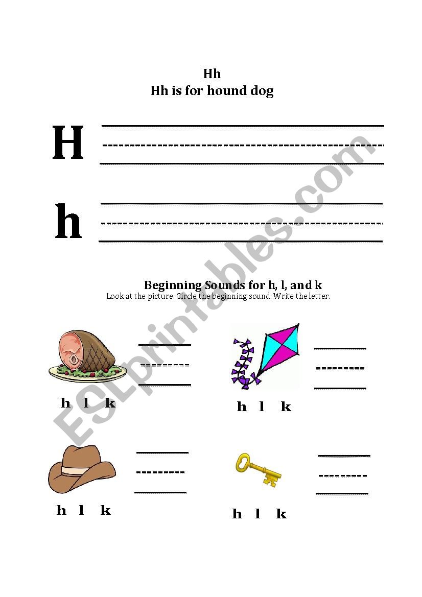 Beginning Sounds Letter H  worksheet