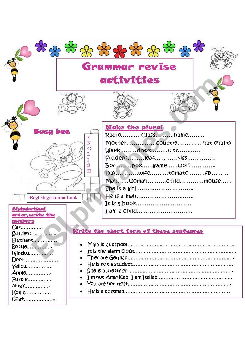 Grammar revise activities worksheet
