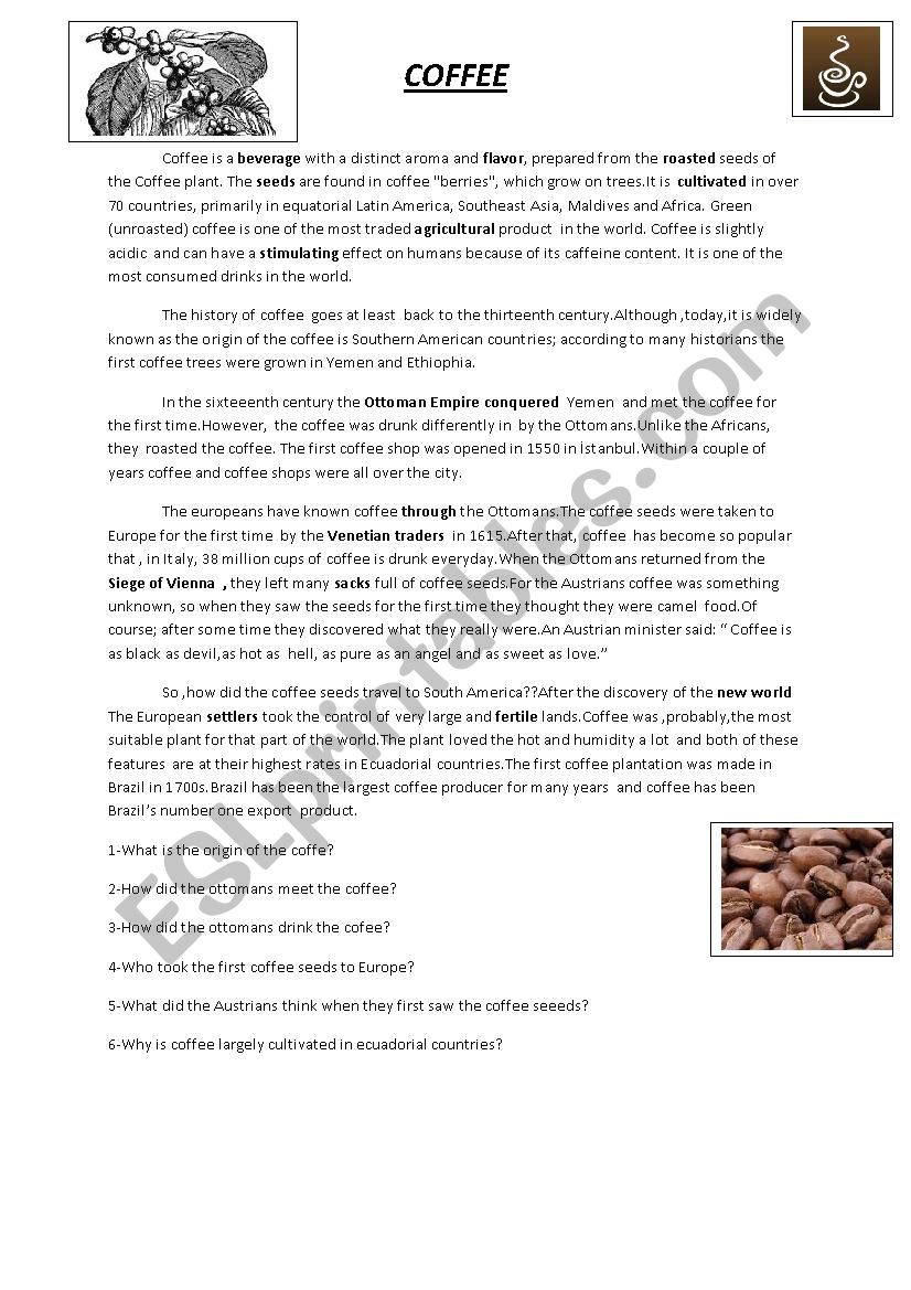 coffee worksheet