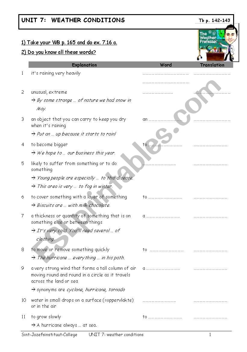 the weather conditions worksheet