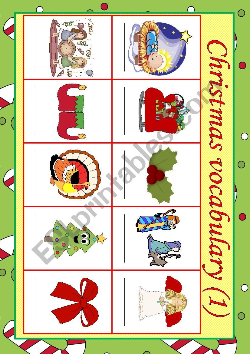 Christmas vocabulary (1/3) worksheet