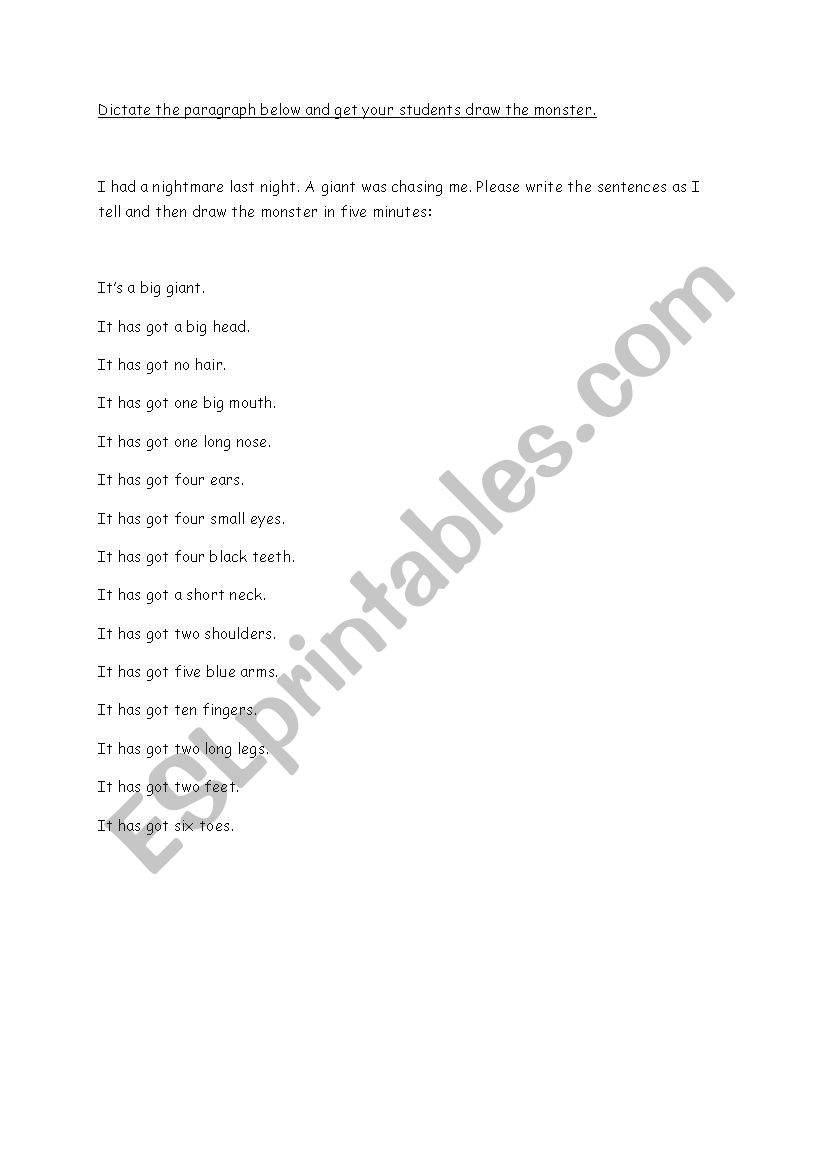 Write and draw worksheet