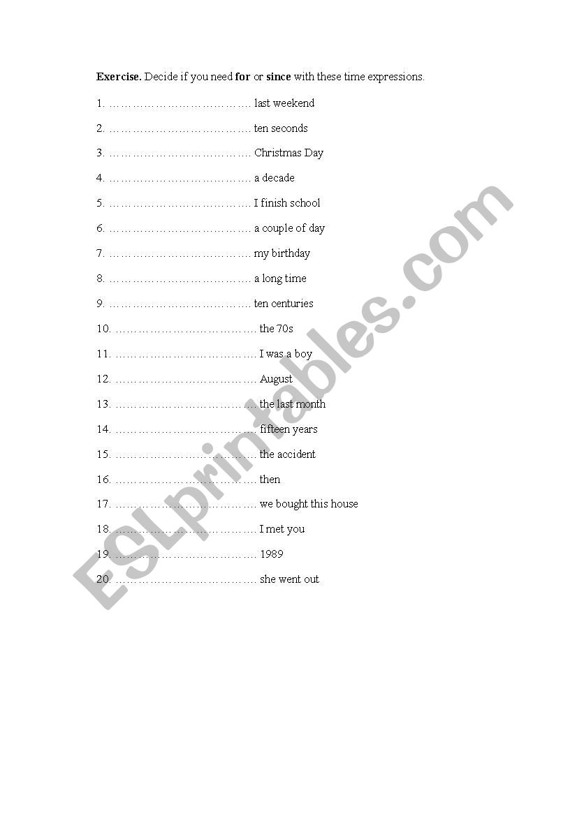 using since and for in present perfect