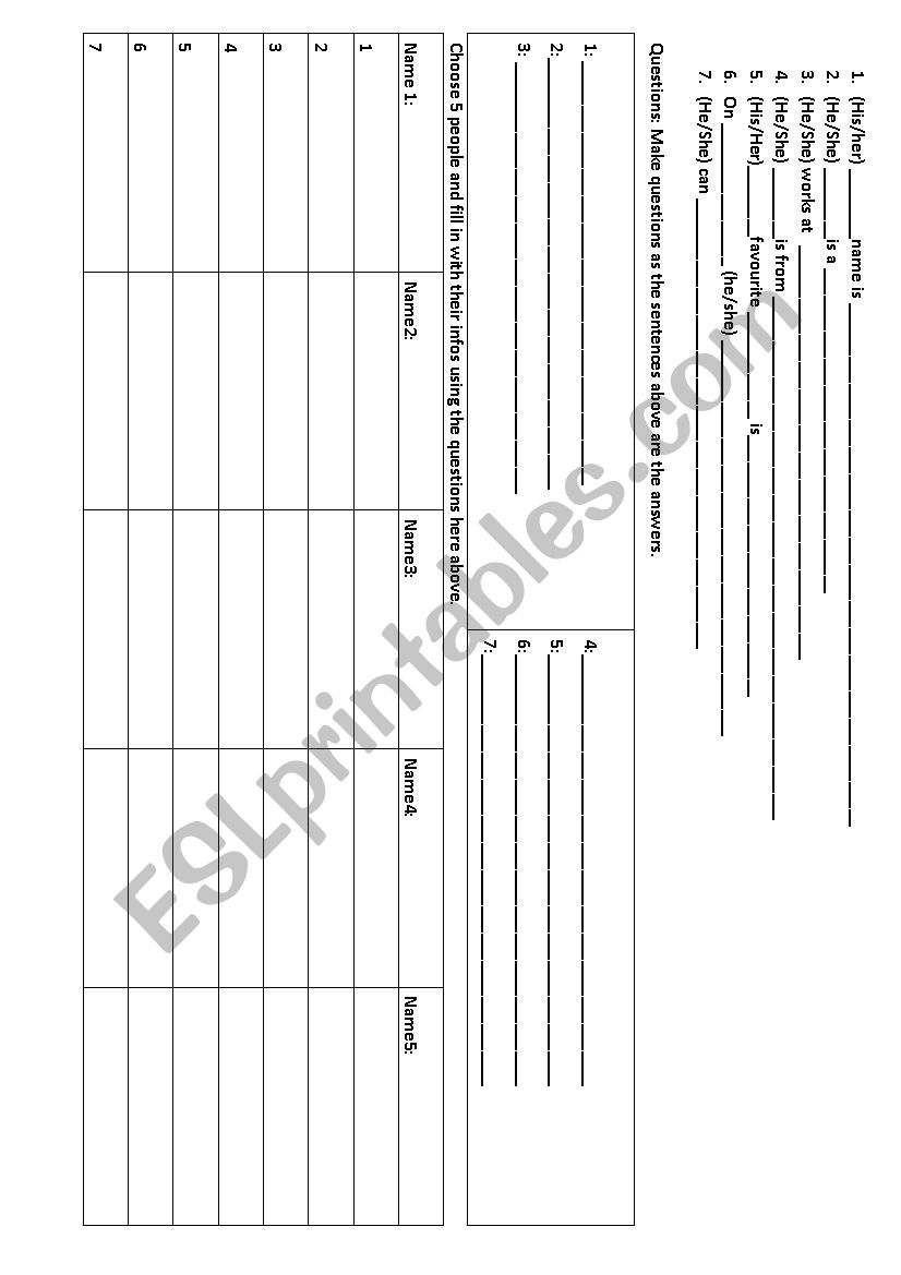 Questions introduce yourself worksheet