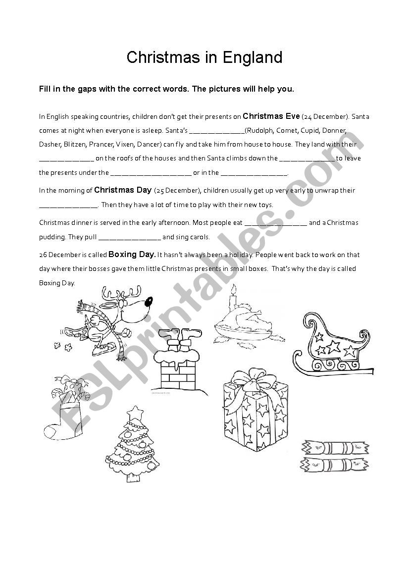 Christmas in England worksheet