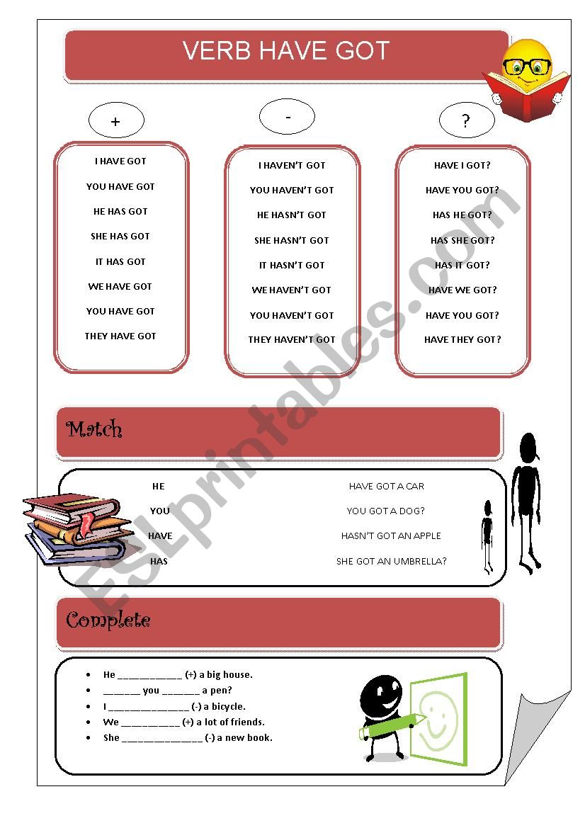 VERB HAVE GOT worksheet