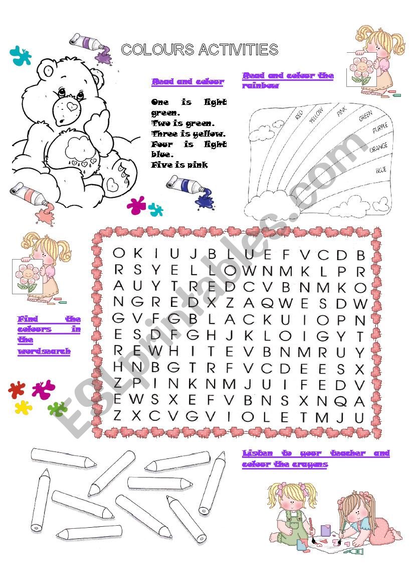 colours activities worksheet worksheet