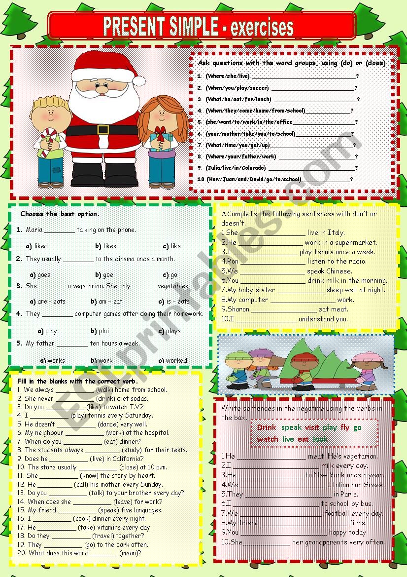 PRESENT SIMPLE EXERCISES  worksheet