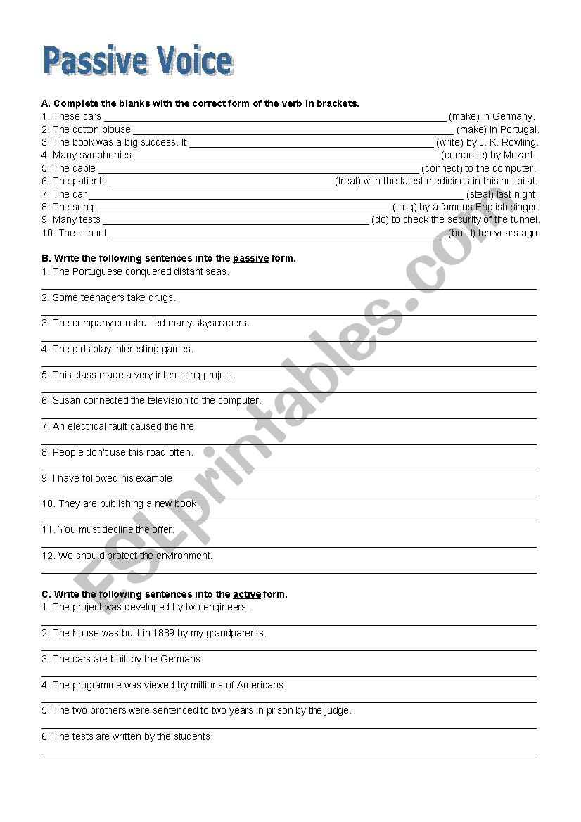 The passive voice worksheet