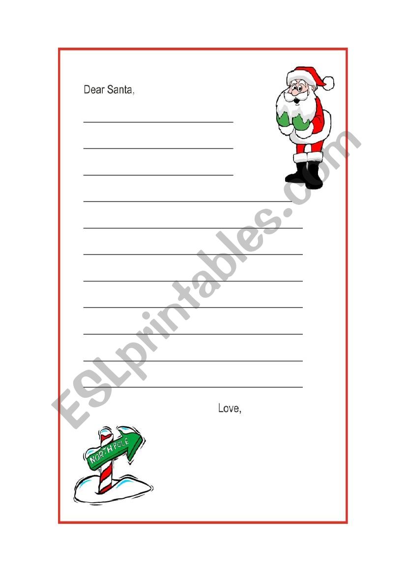 A letter to Santa worksheet