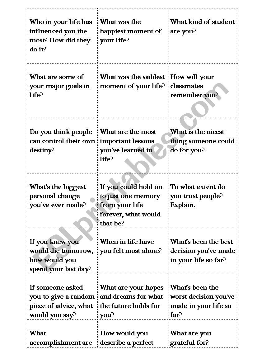 Conversation worksheet