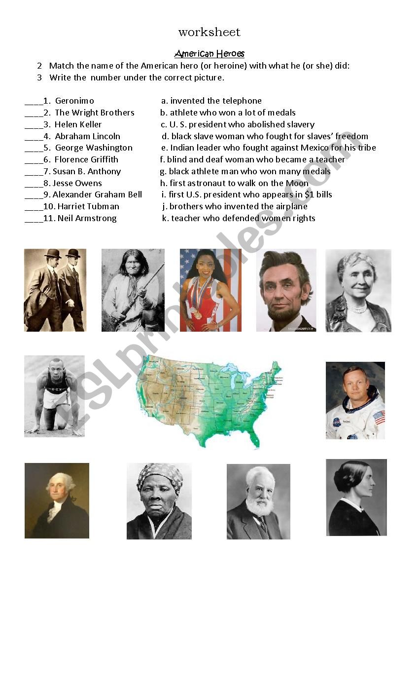 Heroes worksheet