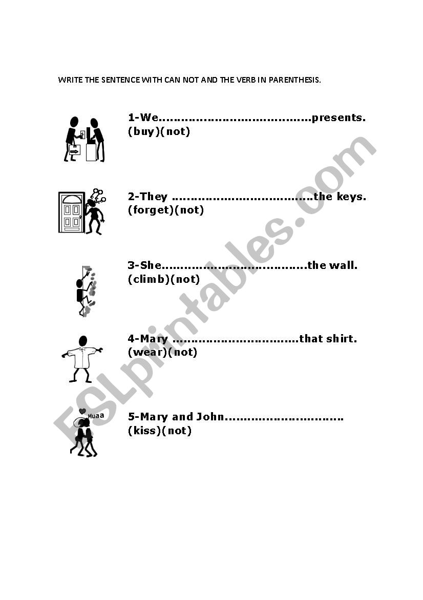 CAN NOT worksheet