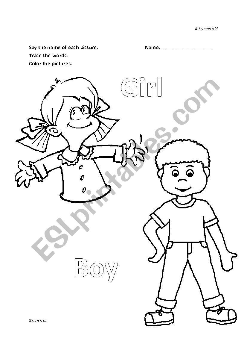 kinder Boy and Girl worksheet