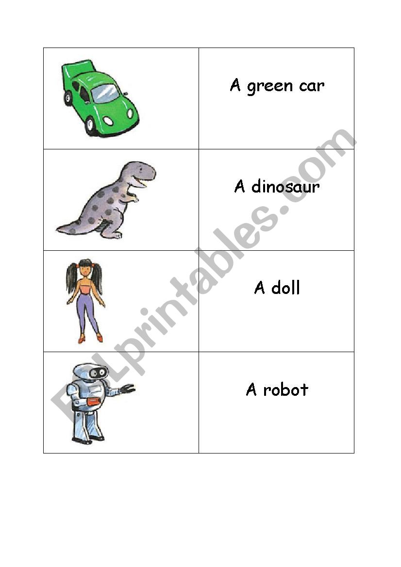 Memory Game toys worksheet