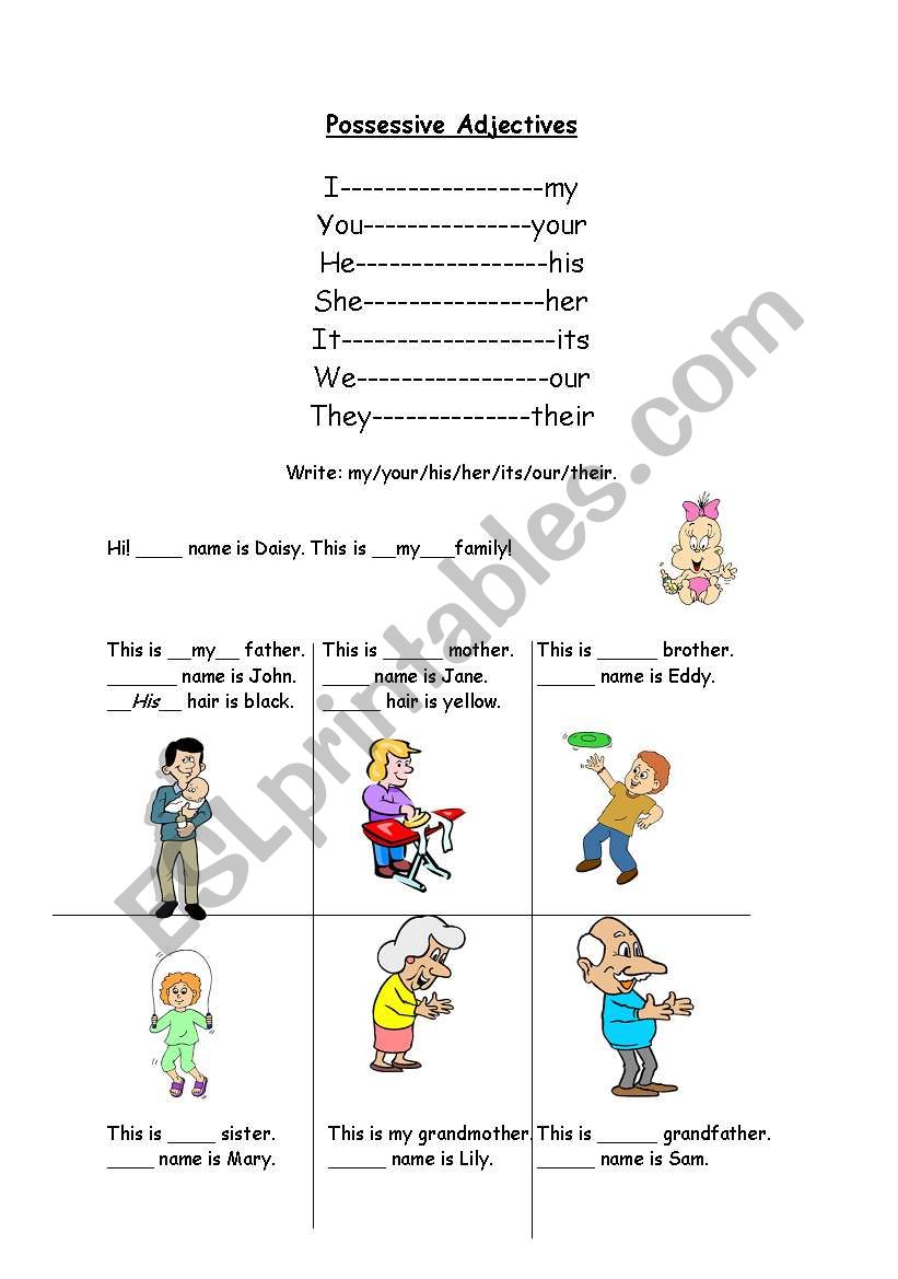 POSSESSIVE ADJECTIVES worksheet