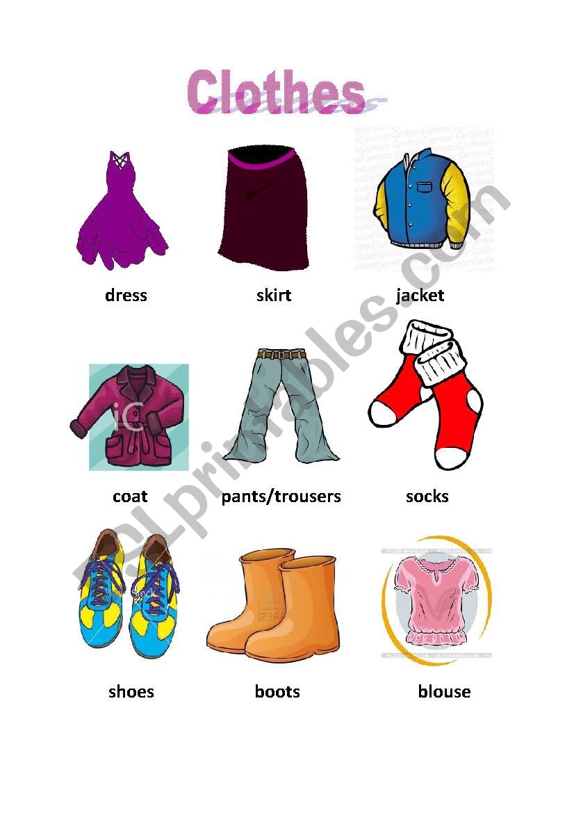 clothes wordlist - ESL worksheet by morna24