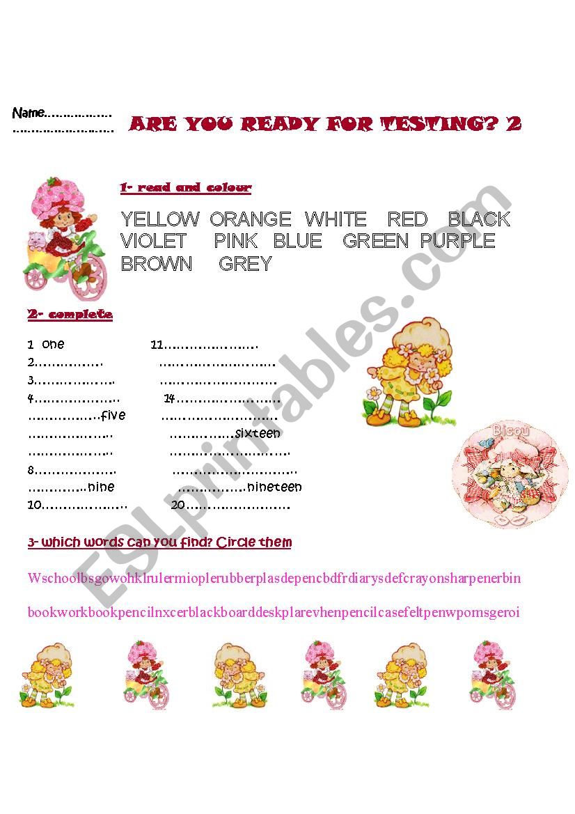 Are you ready for testing?2 worksheet