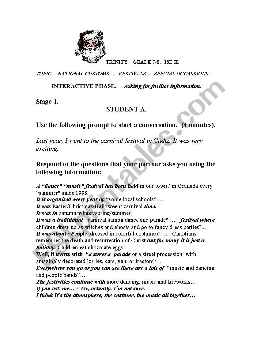 TRINITY GRADE 7-8 ISE II INTERACTIVE PHASE  SPEAKING 