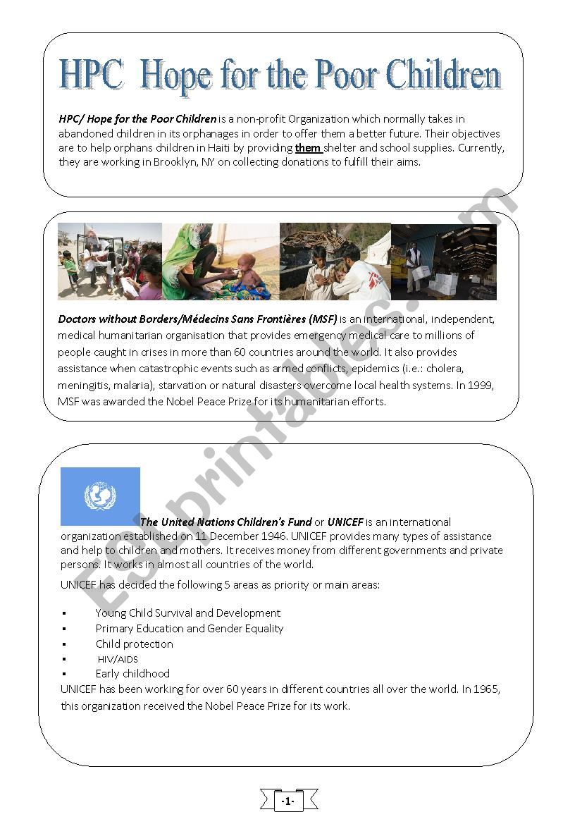 End of Term test N 3 9th form  Charities /organisations