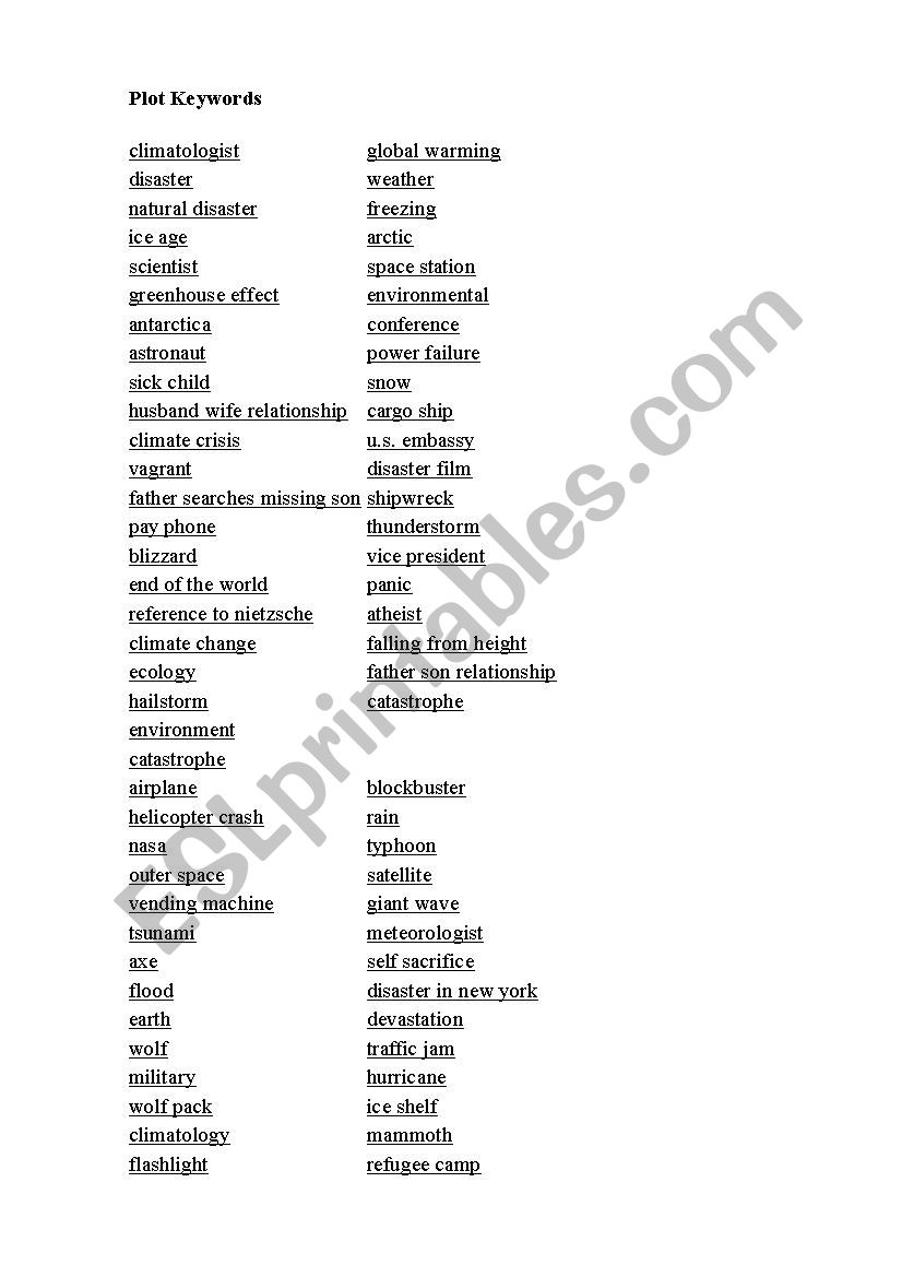 the day after tomorrow worksheet