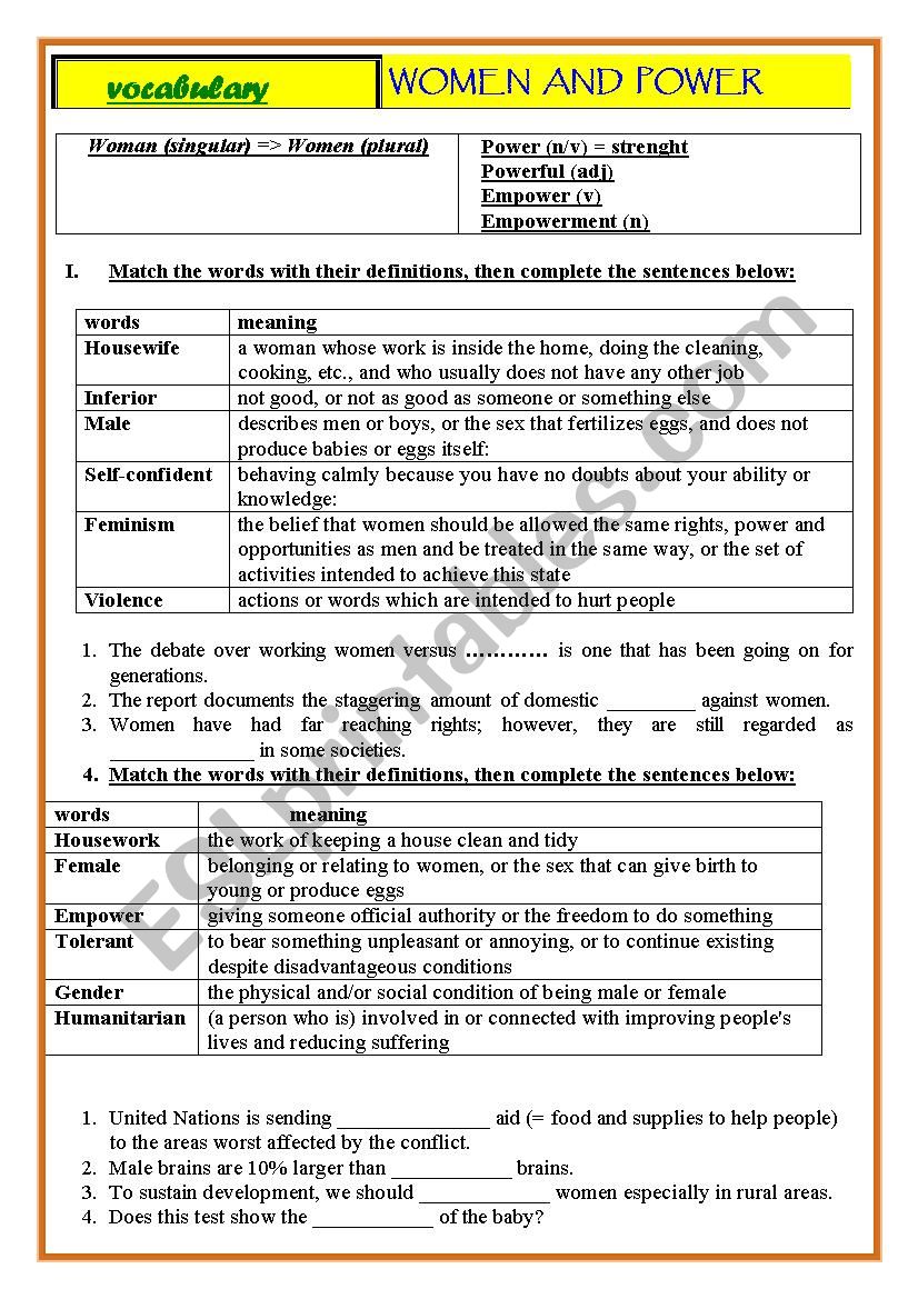 WOMEN   worksheet