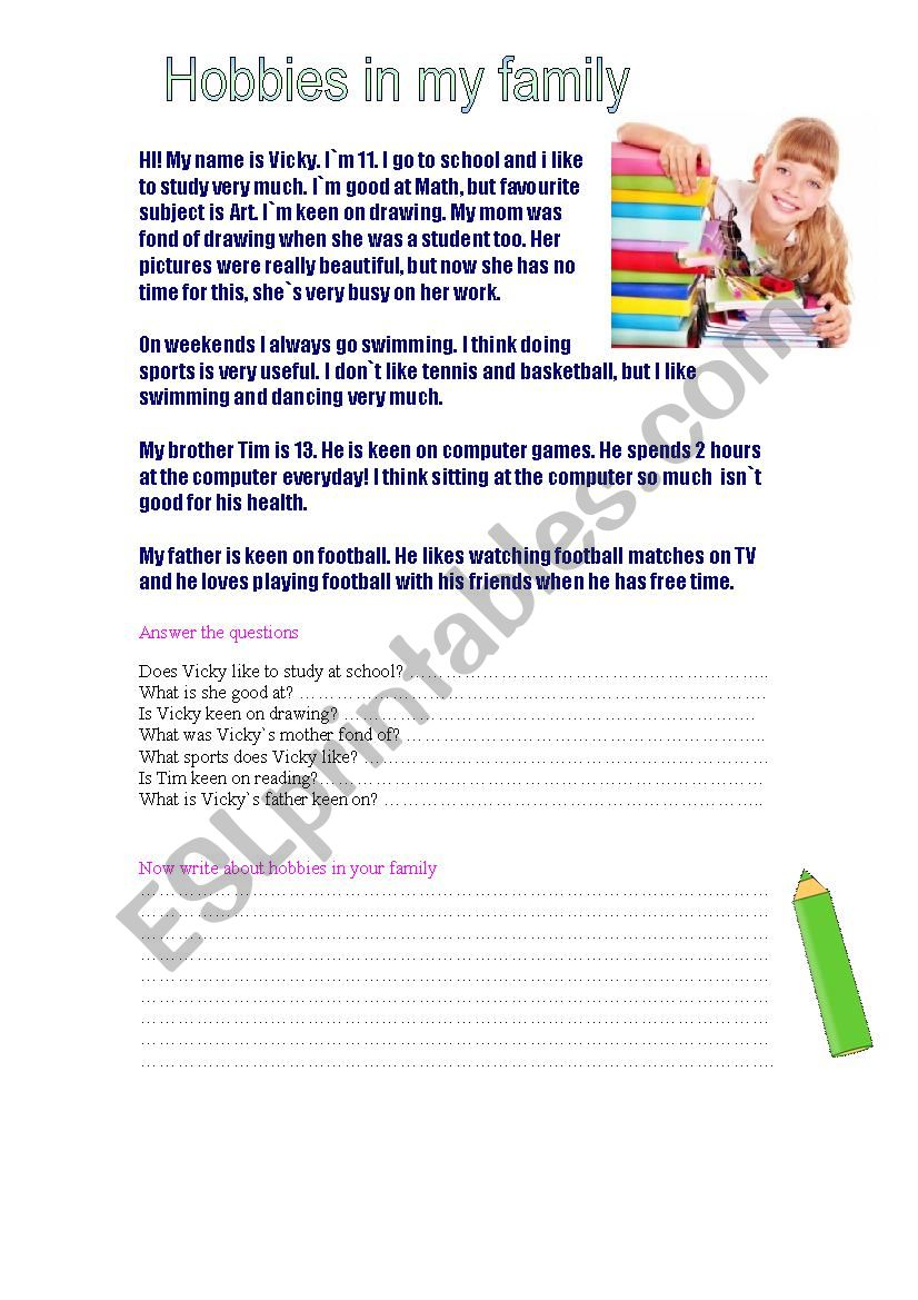 Hobbies and interests - ESL worksheet by Manjasha