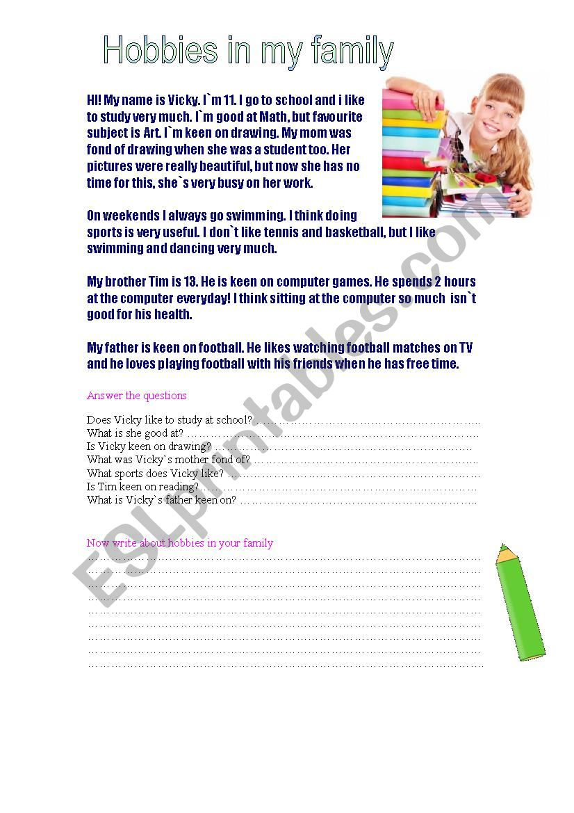 Hobbies and interests worksheet