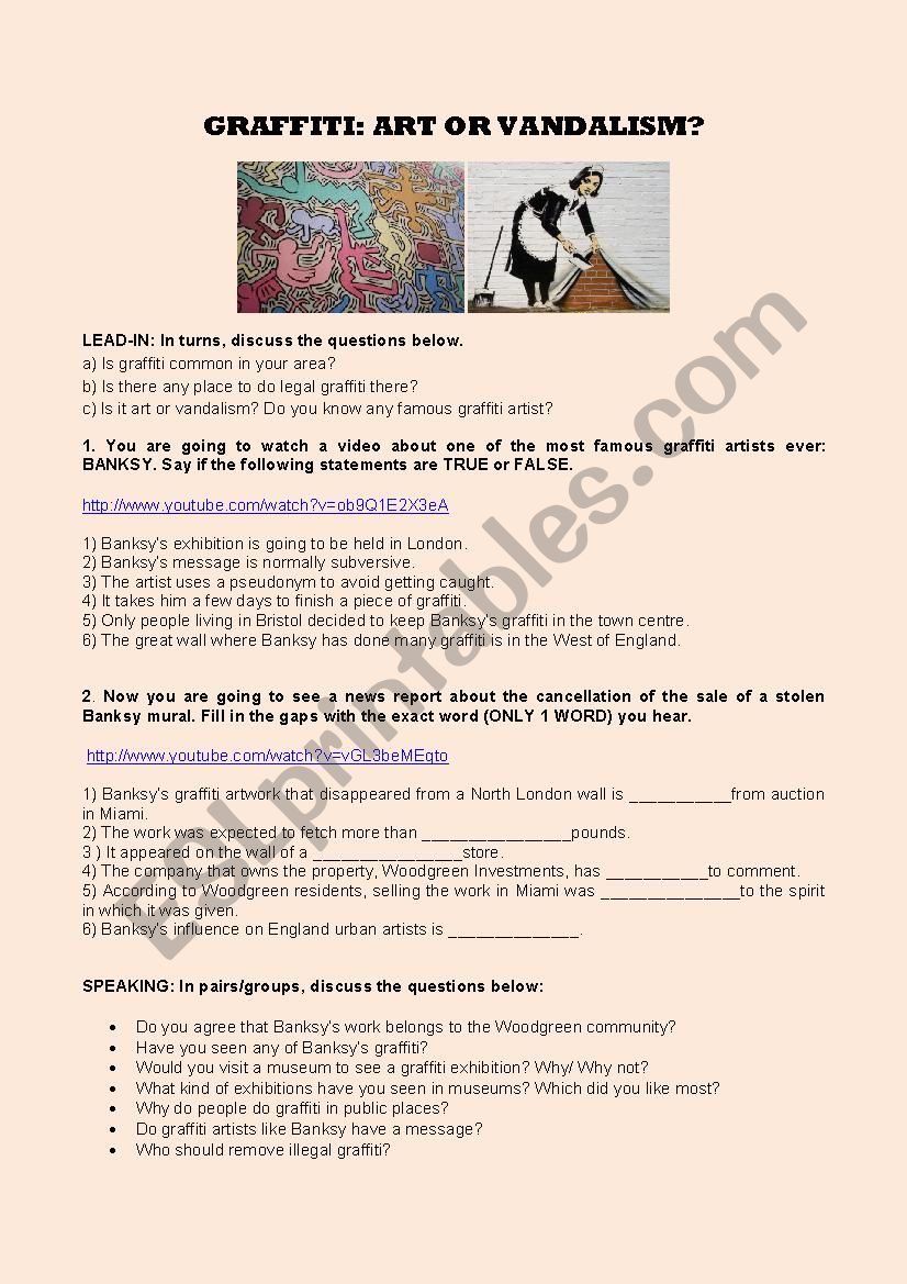 BANKSY AND GRAFFITI worksheet