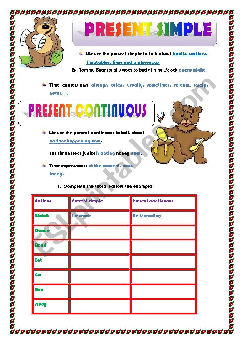 SIMPLE PRESENT vs PRESENT CONTINOUS